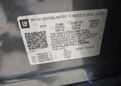 2020 GMC Terrain Fwd Sle from USA, damaged, VIN 3GKALMEV0LL135949